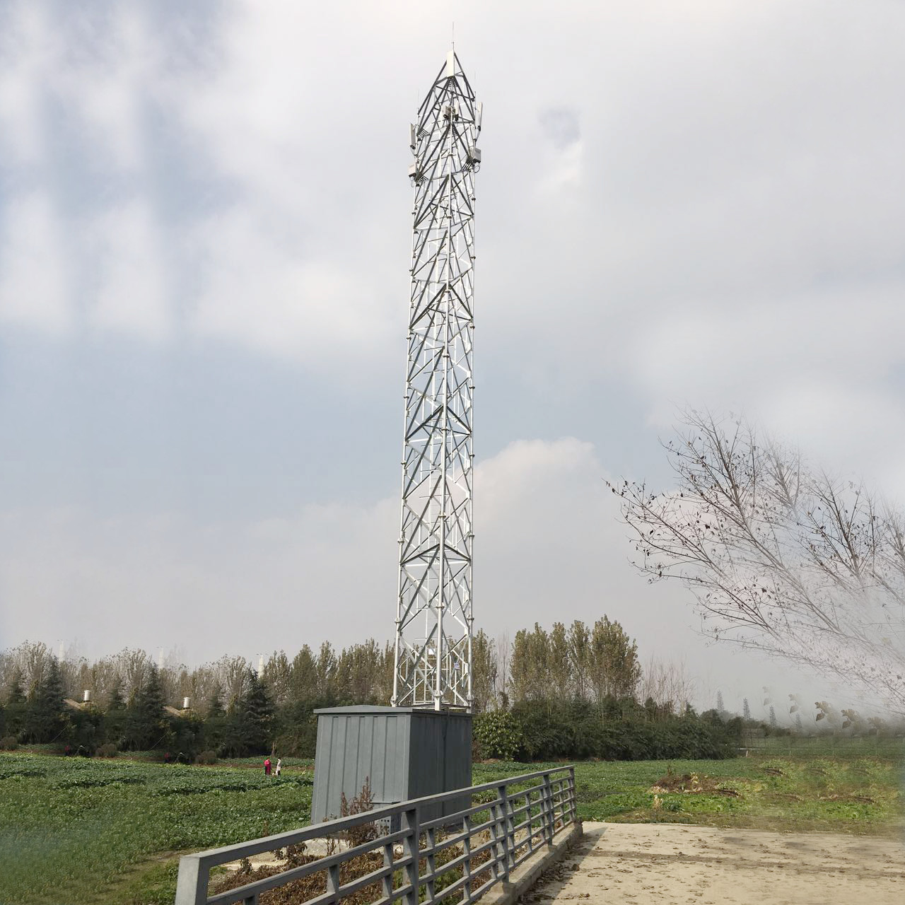 3本のサポート足20メートルの鋼鉄管タワー